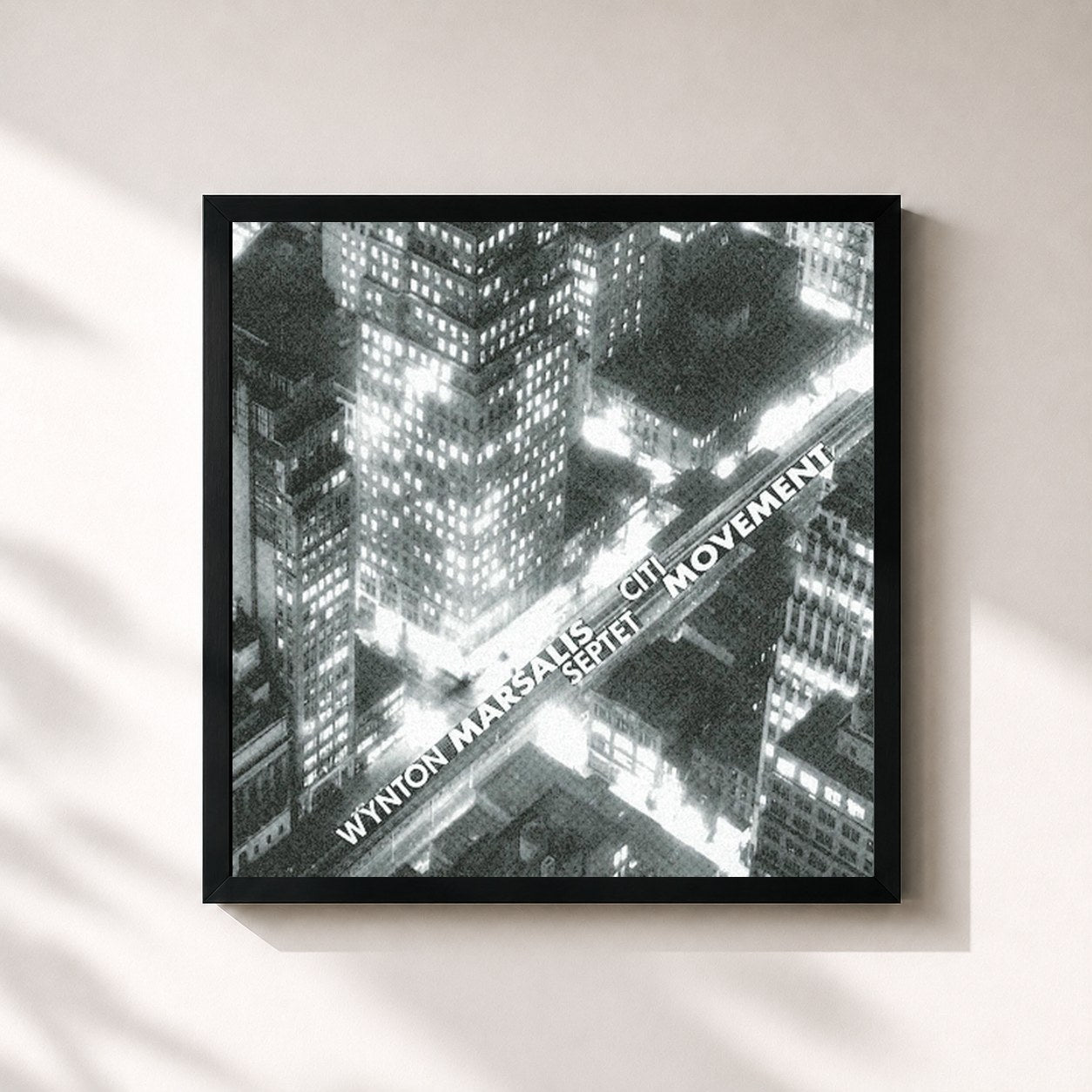 #noir Tableau carré de l'album Citi Movement de Wynton Marsalis, cadre noir 32x32 cm