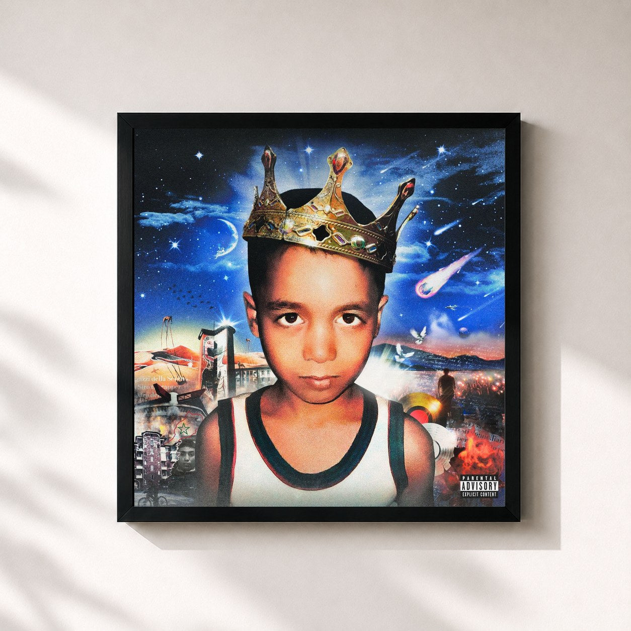 #noir Tableau carré de l'album Piccolo principe de Neima Ezza, cadre noir 32x32 cm