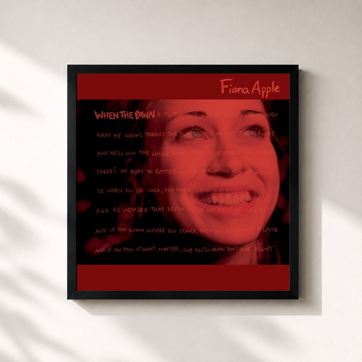 #noir Tableau carré de l'album When The Pawn... de Fiona Apple, cadre noir 32x32 cm