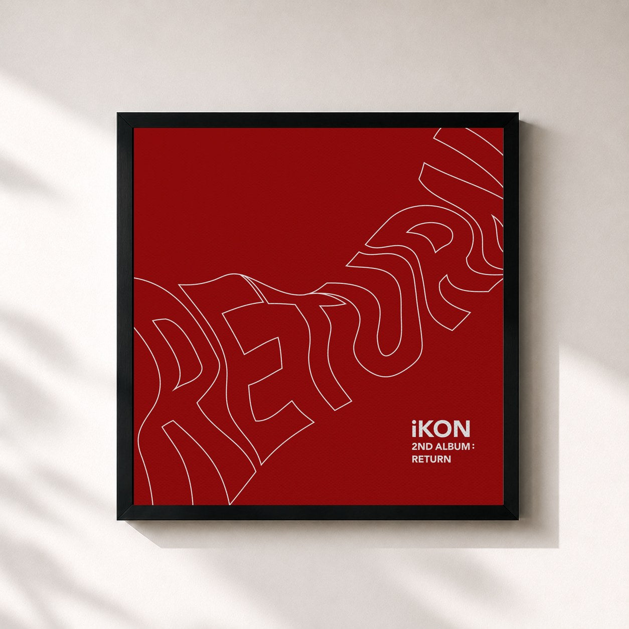 #noir Tableau carré de l'album Return de iKON, cadre noir 32x32 cm