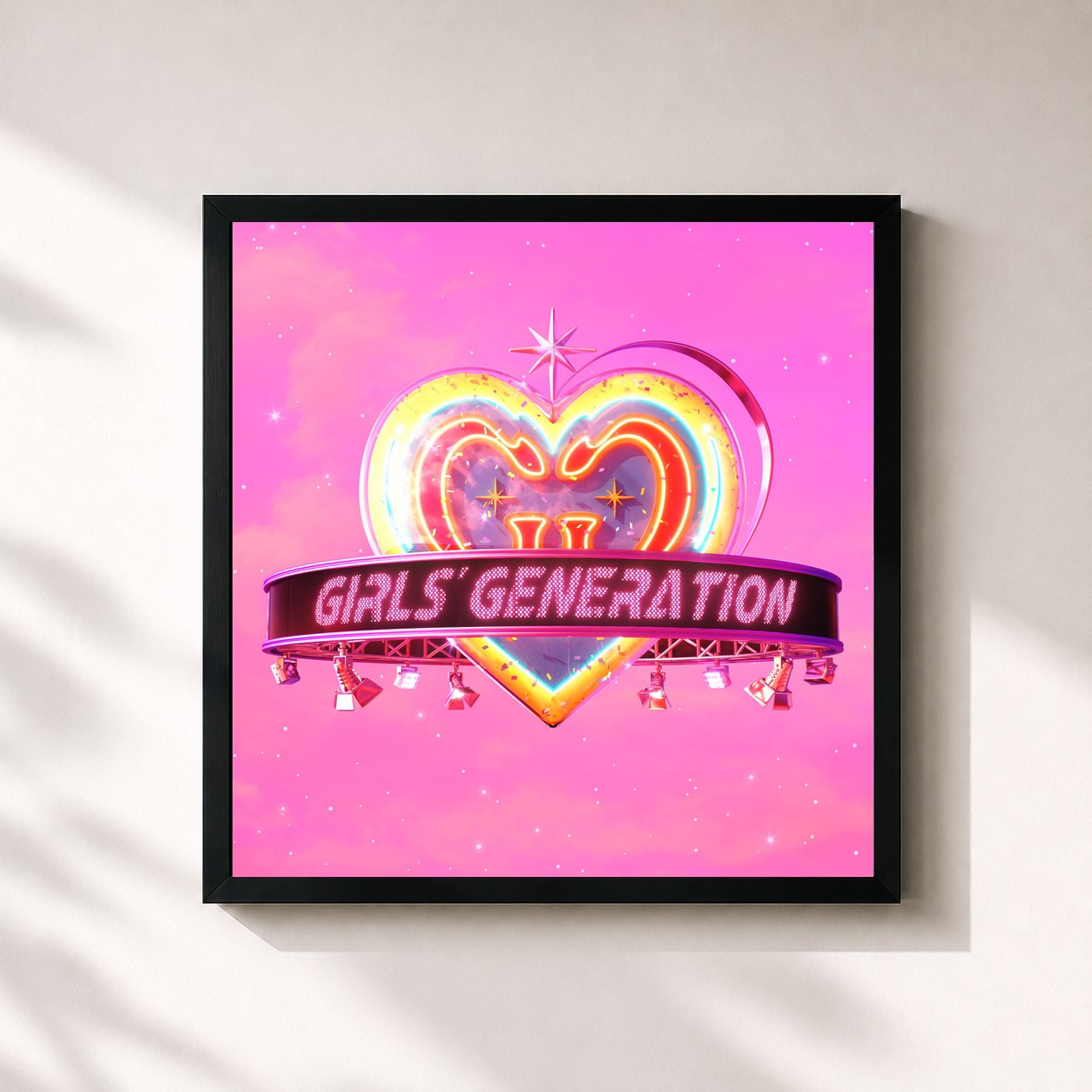 #noir Tableau carré de l'album FOREVER 1 - The 7th Album de Girls' Generation, cadre noir 32x32 cm