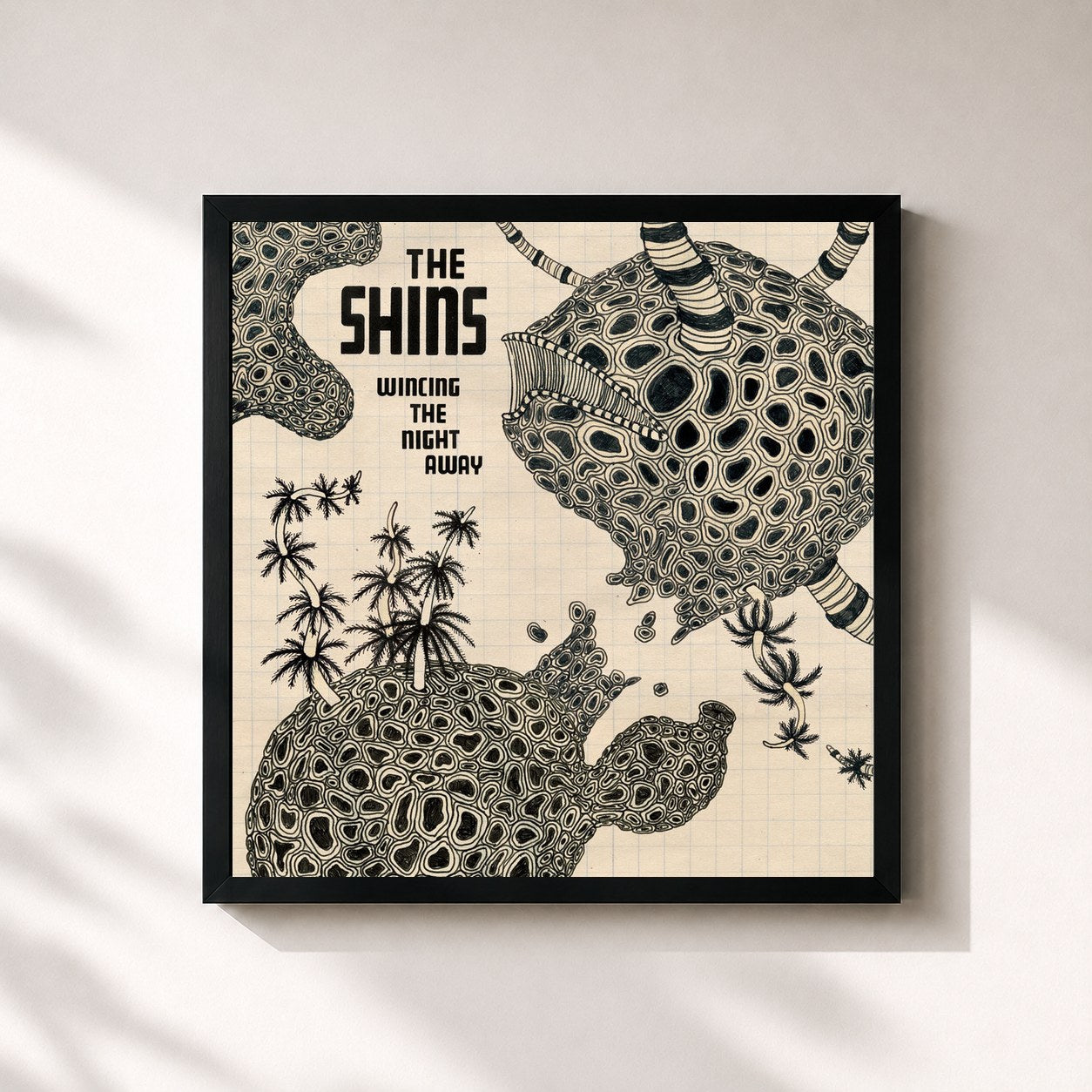 #noir Tableau carré de l'album Wincing The Night Away de The Shins, cadre noir 32x32 cm