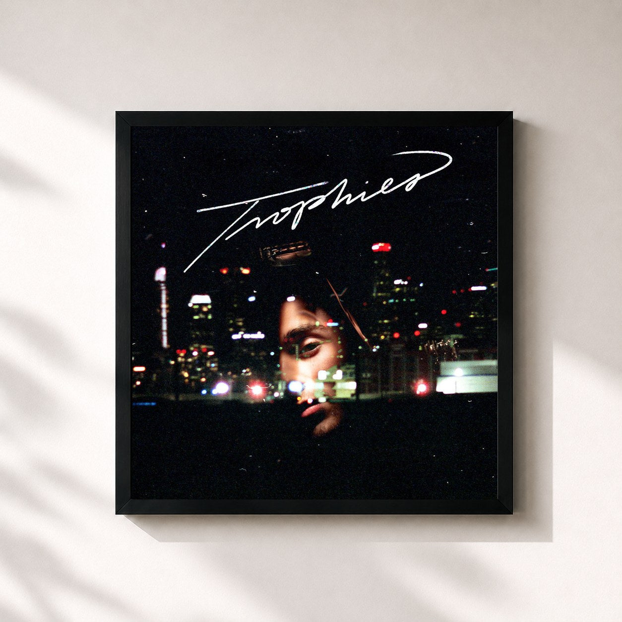#noir Tableau carré de l'album Trophies de Greyson Chance, cadre noir 32x32 cm