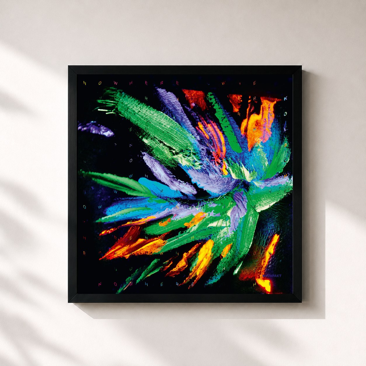 #noir Tableau carré de l'album Now Here No Where de Kölsch, cadre noir 32x32 cm