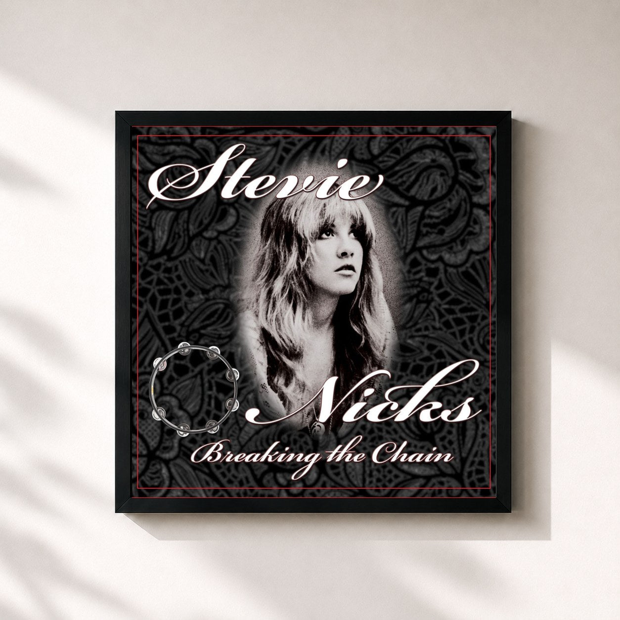 #noir Tableau carré de l'album Breaking the Chain de Stevie Nicks, cadre noir 32x32 cm