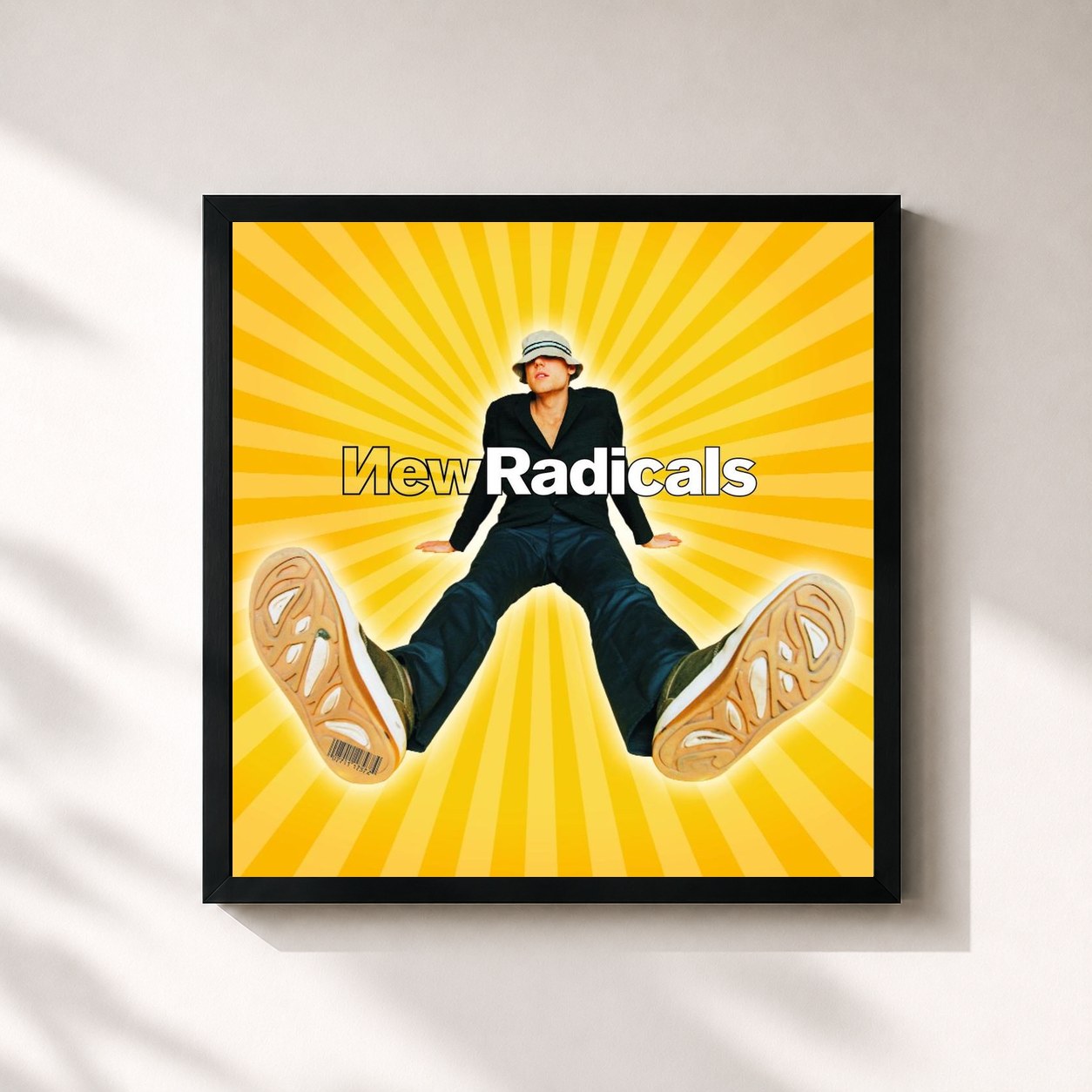#noir Tableau carré de l'album Maybe You've Been Brainwashed Too de New Radicals, cadre noir 32x32 cm