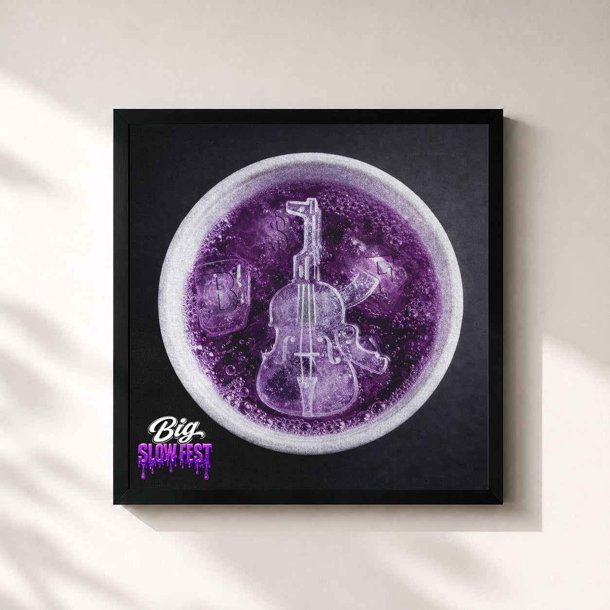#noir Tableau carré de l'album Big Slow Fest de Benny The Butcher, cadre noir 32x32 cm