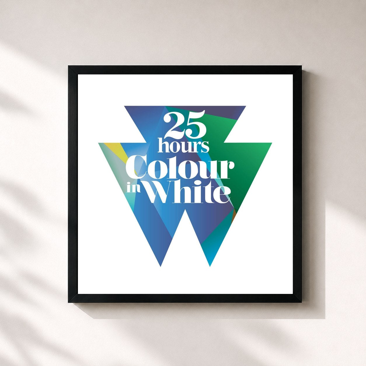 #noir Tableau carré de l'album Colour In White de 25 hours, cadre noir 32x32 cm