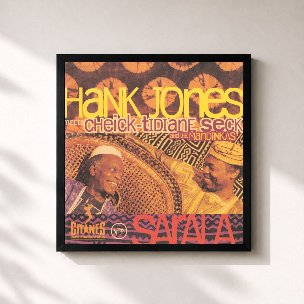 #noir Tableau carré de l'album Sarala de Hank Jones, cadre noir 32x32 cm