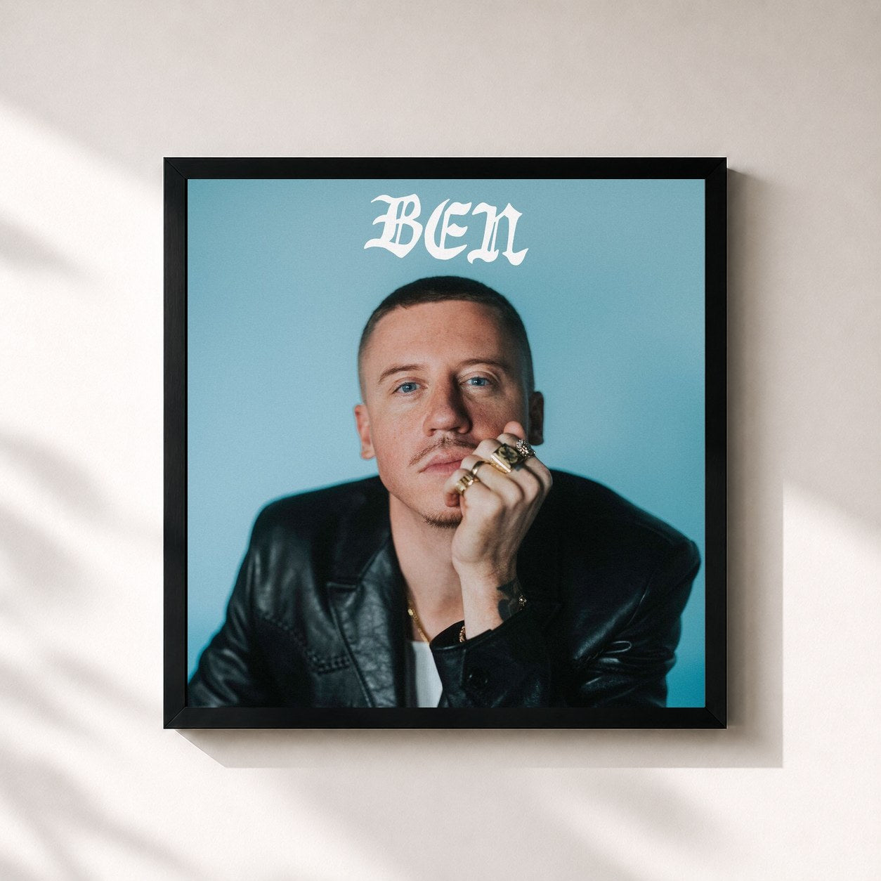 #noir Tableau carré de l'album BEN de Macklemore, cadre noir 32x32 cm