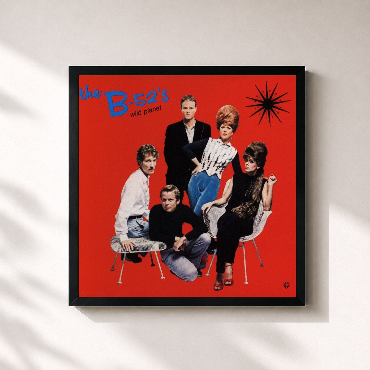 #noir Tableau carré de l'album Wild Planet de The B-52's, cadre noir 32x32 cm