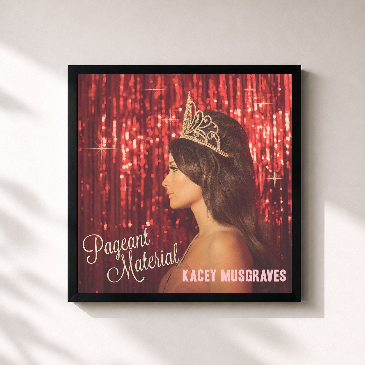 #noir Tableau carré de l'album Pageant Material de Kacey Musgraves, cadre noir 32x32 cm