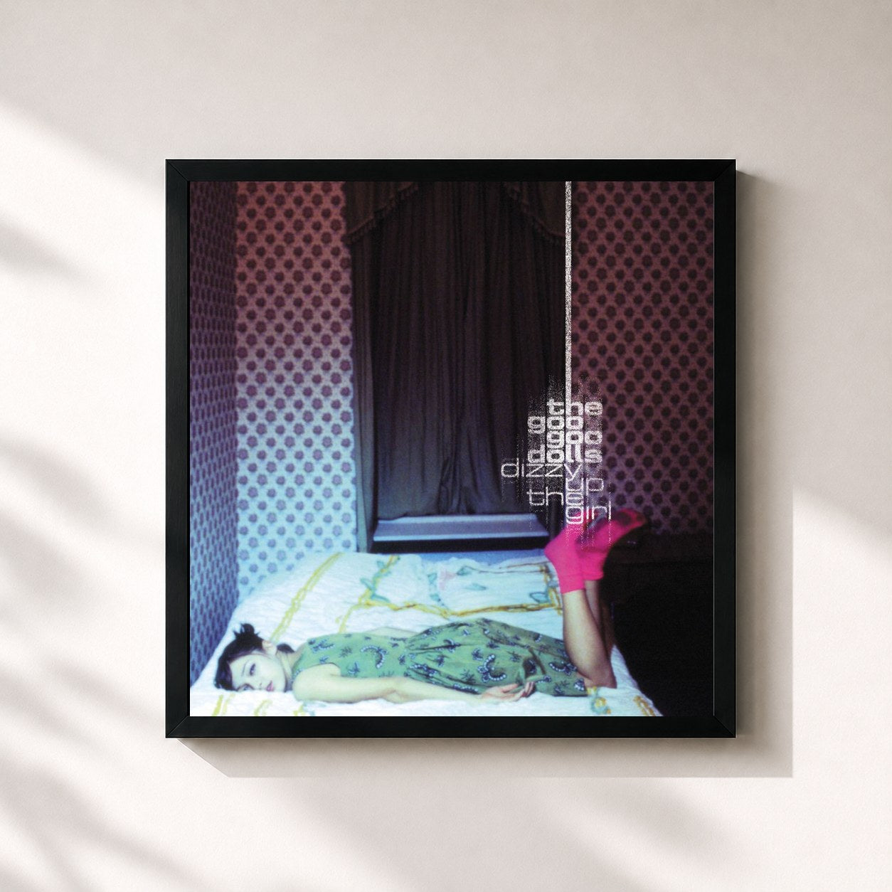#noir Tableau carré de l'album Dizzy up the Girl de The Goo Goo Dolls, cadre noir 32x32 cm