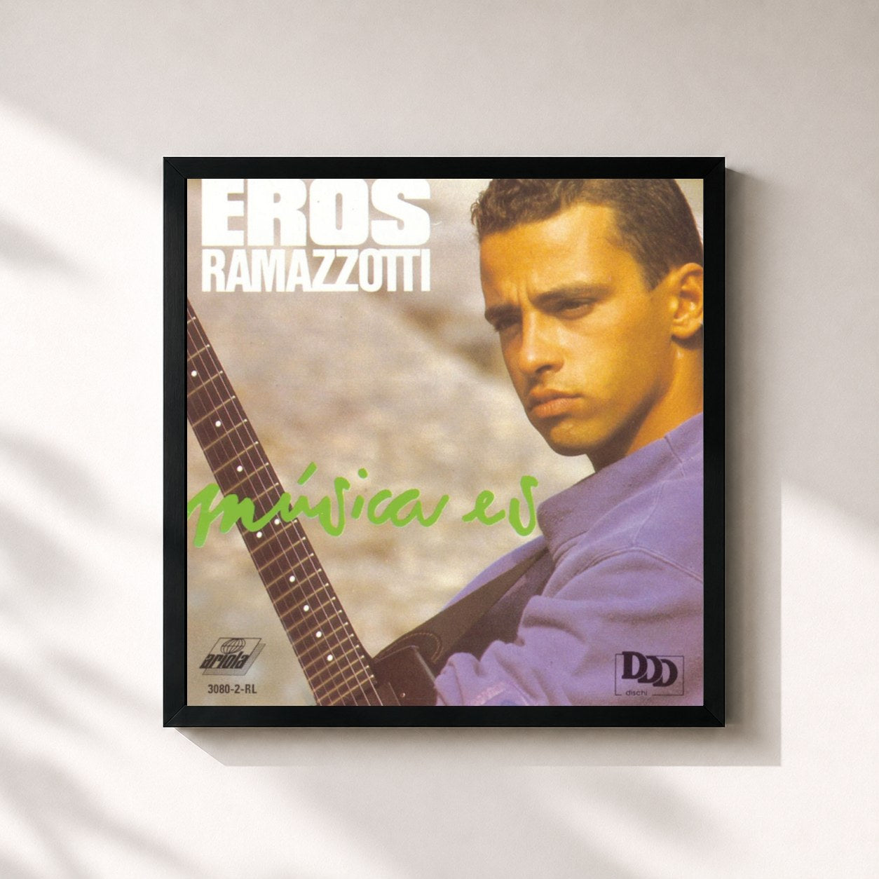#noir Tableau carré de l'album Musica Es de Eros Ramazzotti, cadre noir 32x32 cm