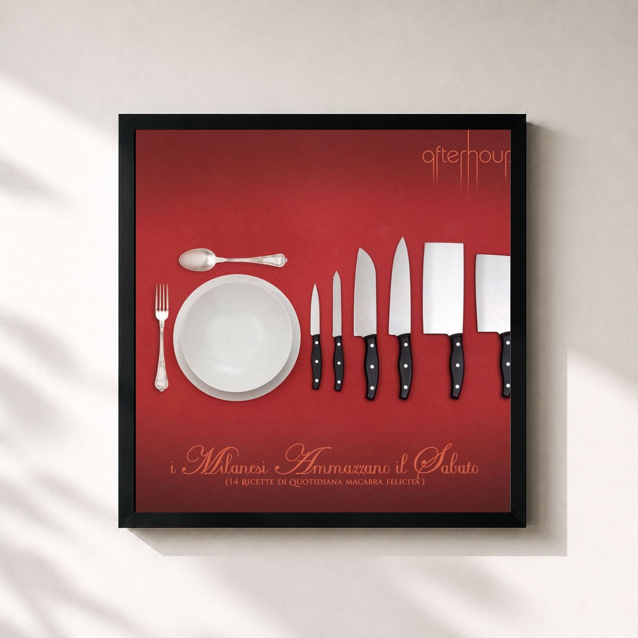 #noir Tableau carré de l'album I Milanesi Ammazzano Il Sabato de AFTERHOURS, cadre noir 32x32 cm