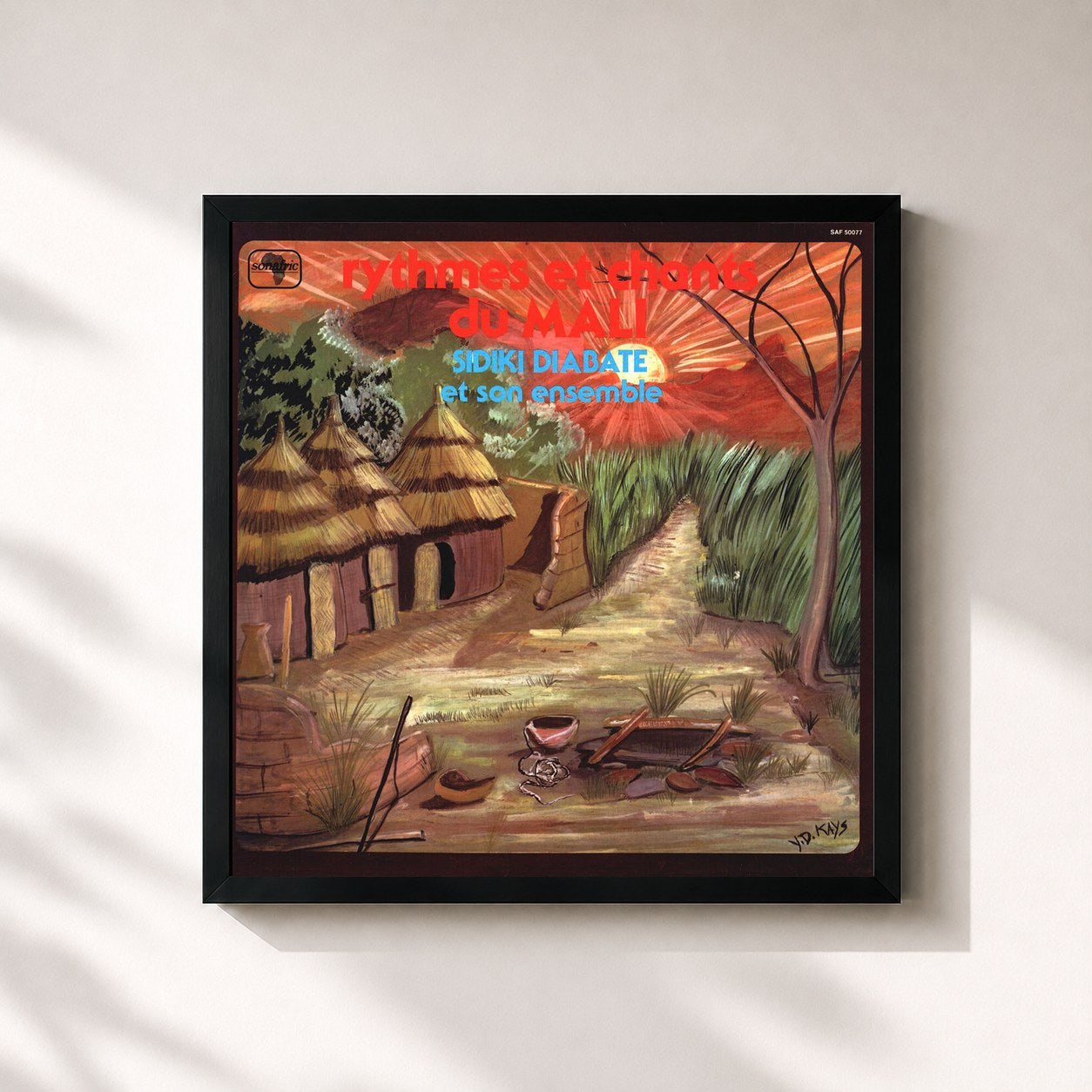#noir Tableau carré de l'album Rythmes Et Chants Du Mali de Sidiki Diabaté, cadre noir 32x32 cm