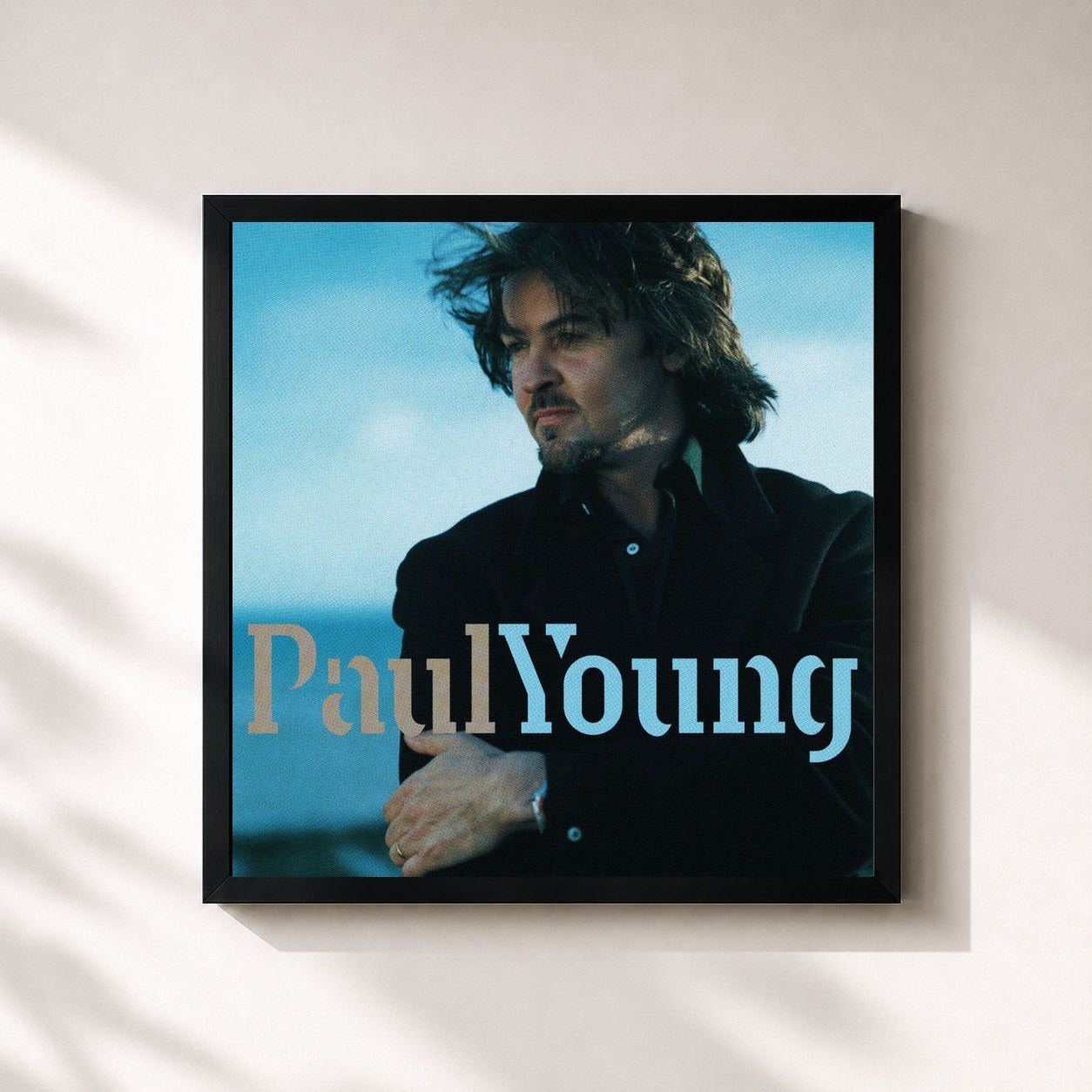 #noir Tableau carré de l'album Paul Young de Paul Young, cadre noir 32x32 cm