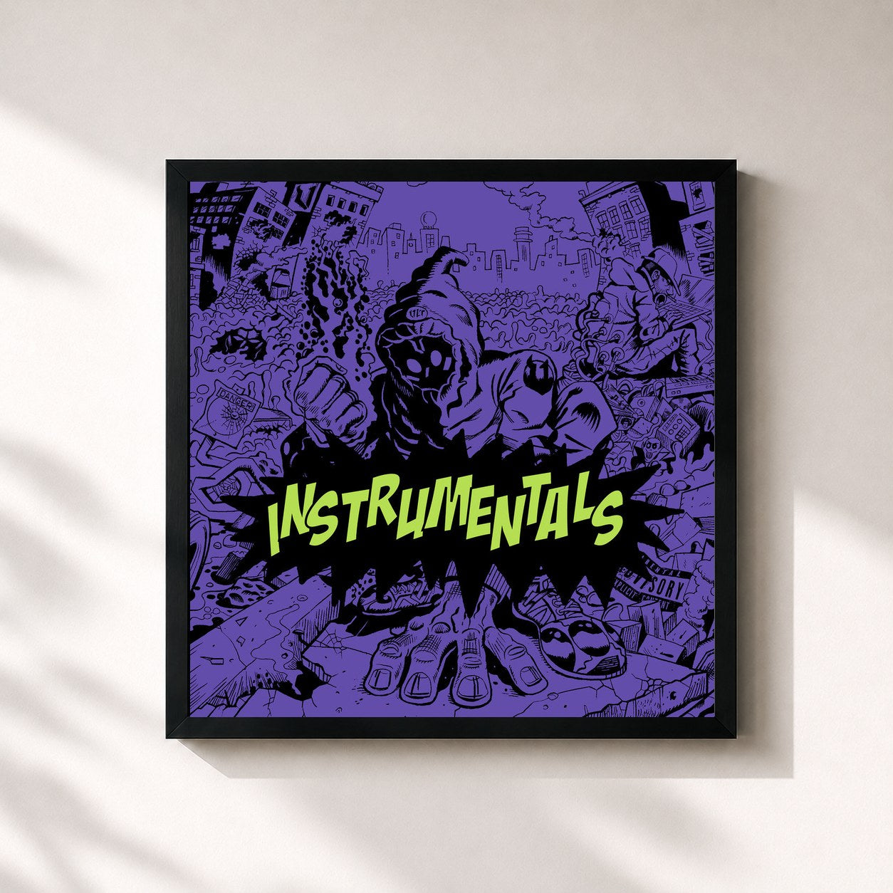 #noir Tableau carré de l'album UNLOCKED (Instrumental) de Denzel Curry, cadre noir 32x32 cm