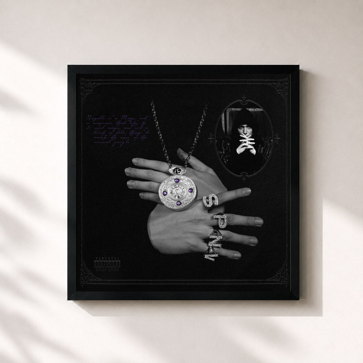 #noir Tableau carré de l'album MAGIC SHOW de Nagalli, cadre noir 32x32 cm