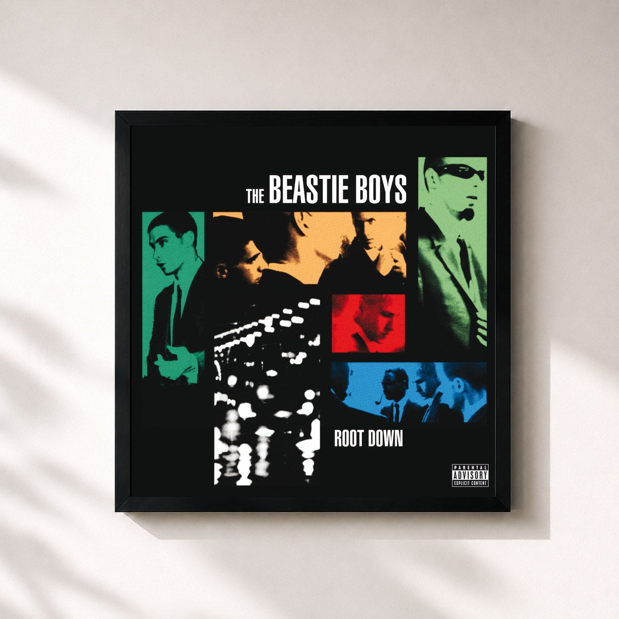 #noir Tableau carré de l'album Root Down EP de Beastie Boys, cadre noir 32x32 cm