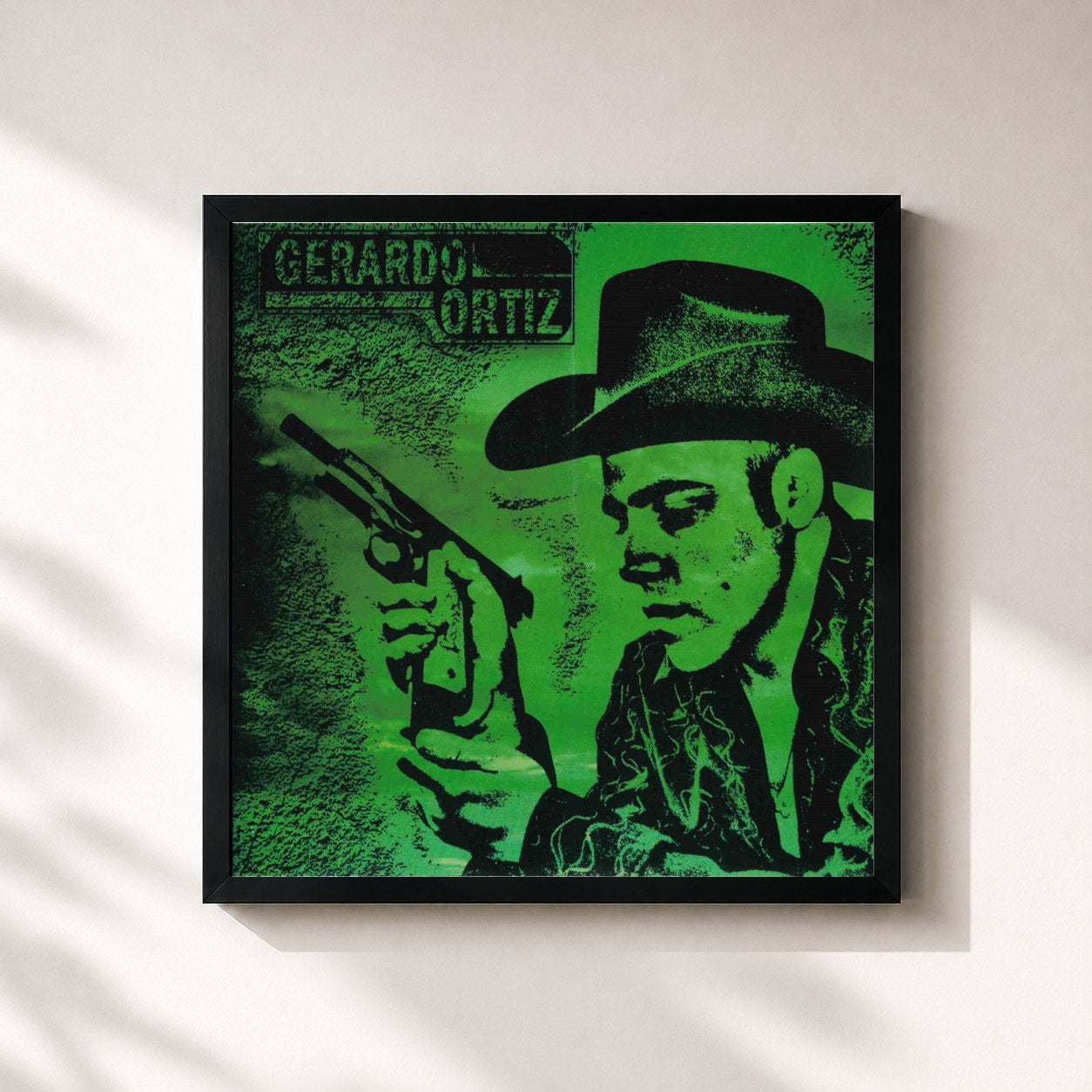 #noir Tableau carré de l'album Fieras Sinaloenses de Gerardo Ortiz, cadre noir 32x32 cm