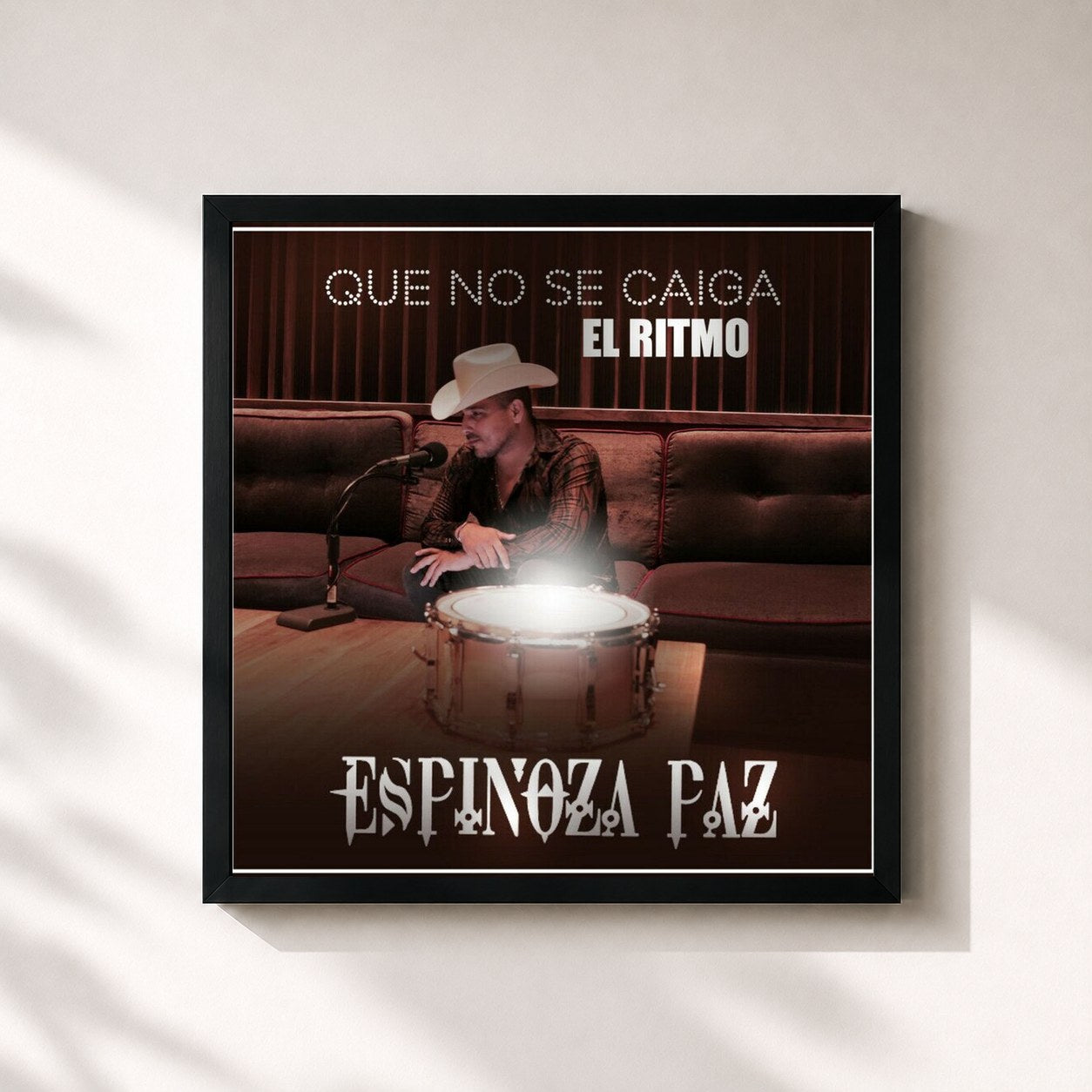 #noir Tableau carré de l'album Que No Se Caiga el Ritmo de Espinoza Paz, cadre noir 32x32 cm