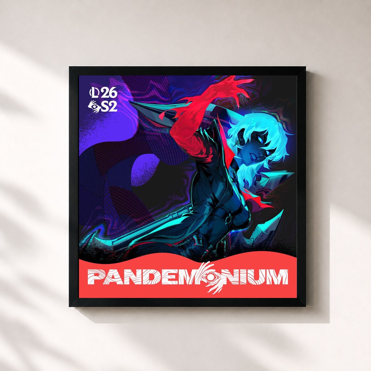 #noir Tableau carré de l'album Pandemonium (Original Soundtrack from League of Legends) de League of Legends, cadre noir 32x32 cm
