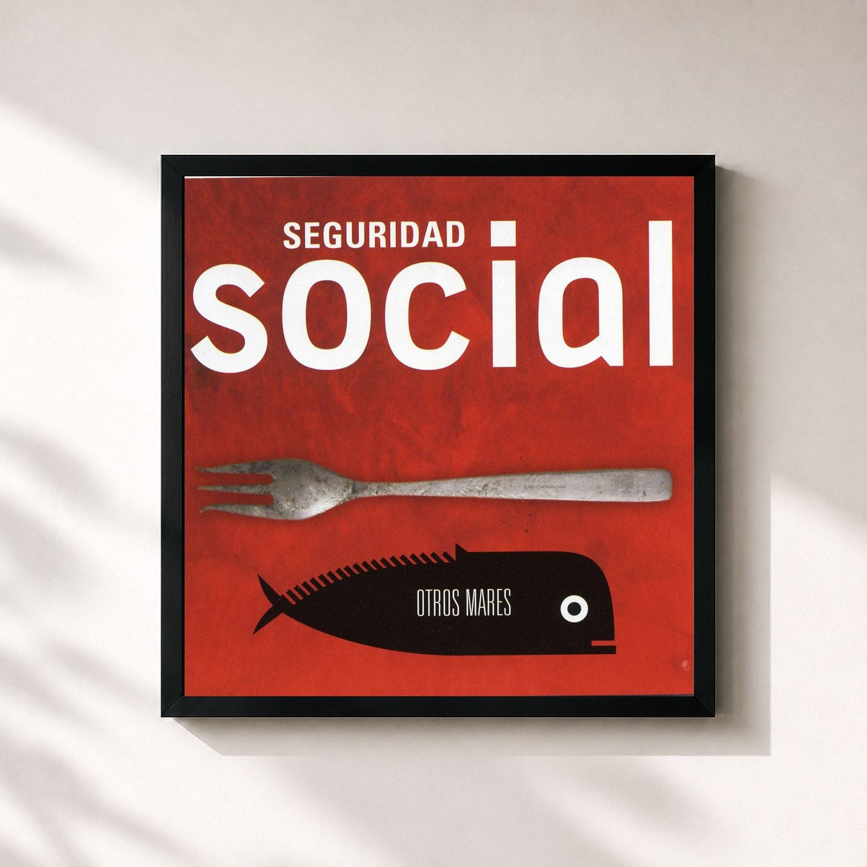 #noir Tableau carré de l'album Otros Mares de Seguridad Social, cadre noir 32x32 cm