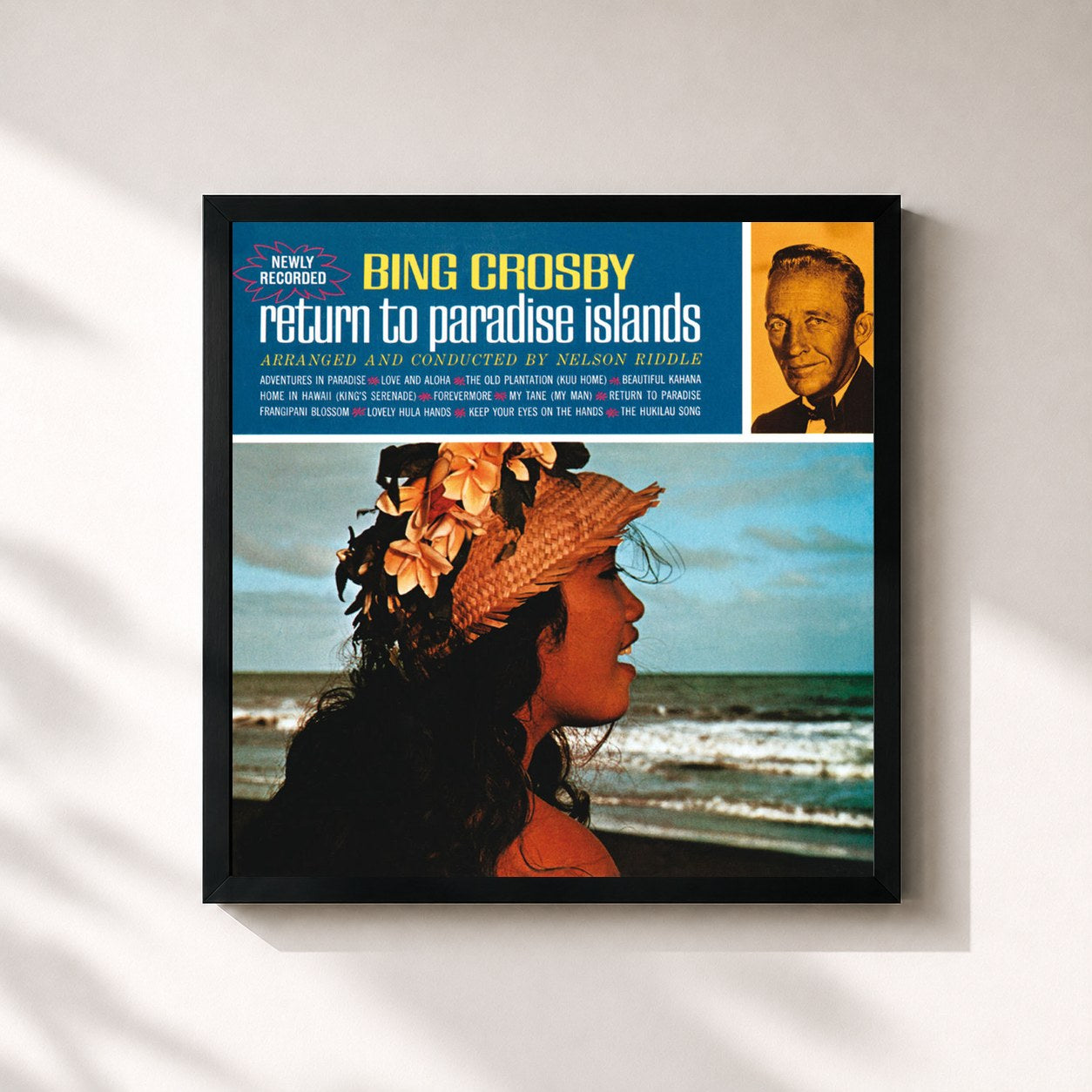 #noir Tableau carré de l'album Return To Paradise Islands (Deluxe Edition) de Bing Crosby, cadre noir 32x32 cm