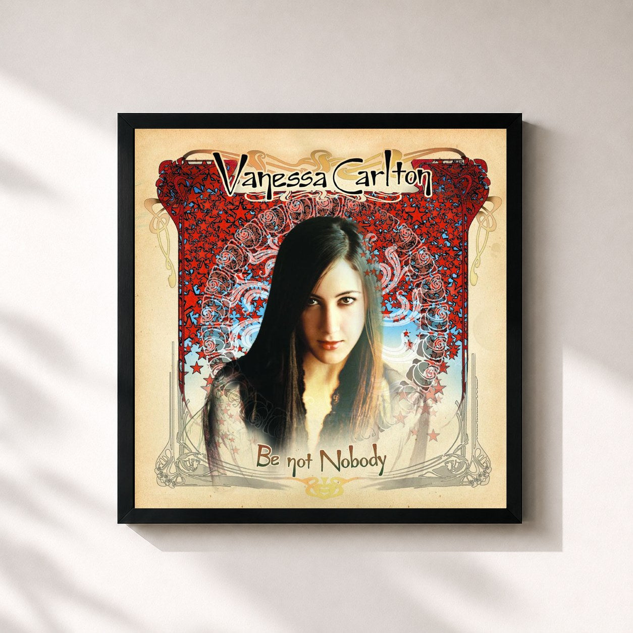 #noir Tableau carré de l'album Be Not Nobody de Vanessa Carlton, cadre noir 32x32 cm