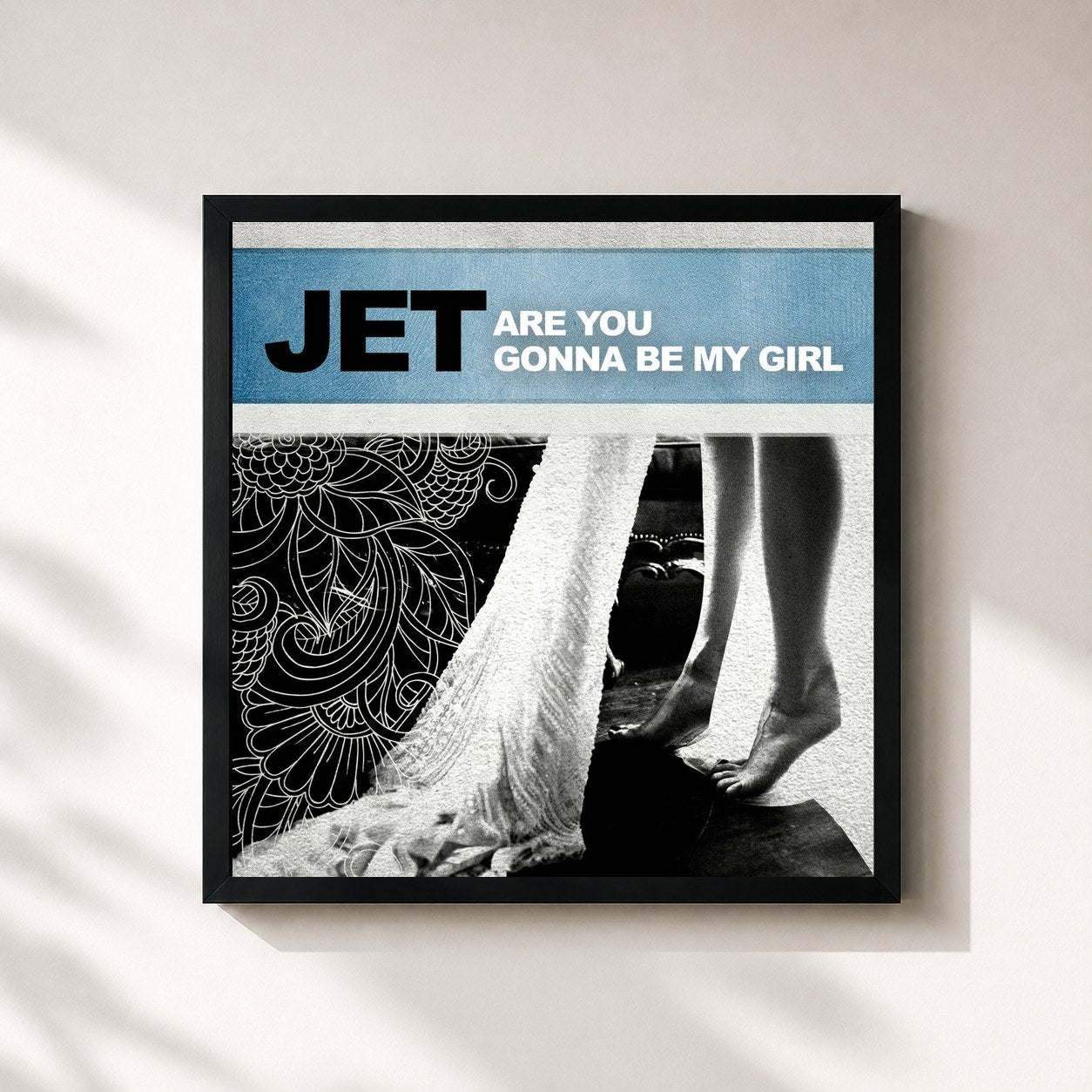 #noir Tableau carré de l'album Are You Gonna Be My Girl de Jet, cadre noir 32x32 cm