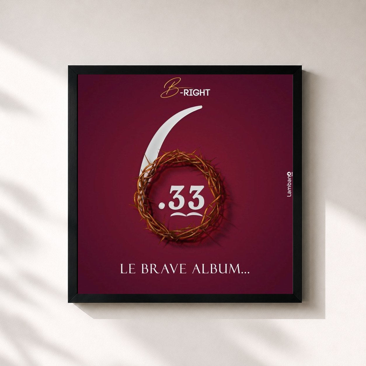 #noir Tableau carré de l'album 6.33 Le Brave Album de B-Right, cadre noir 32x32 cm