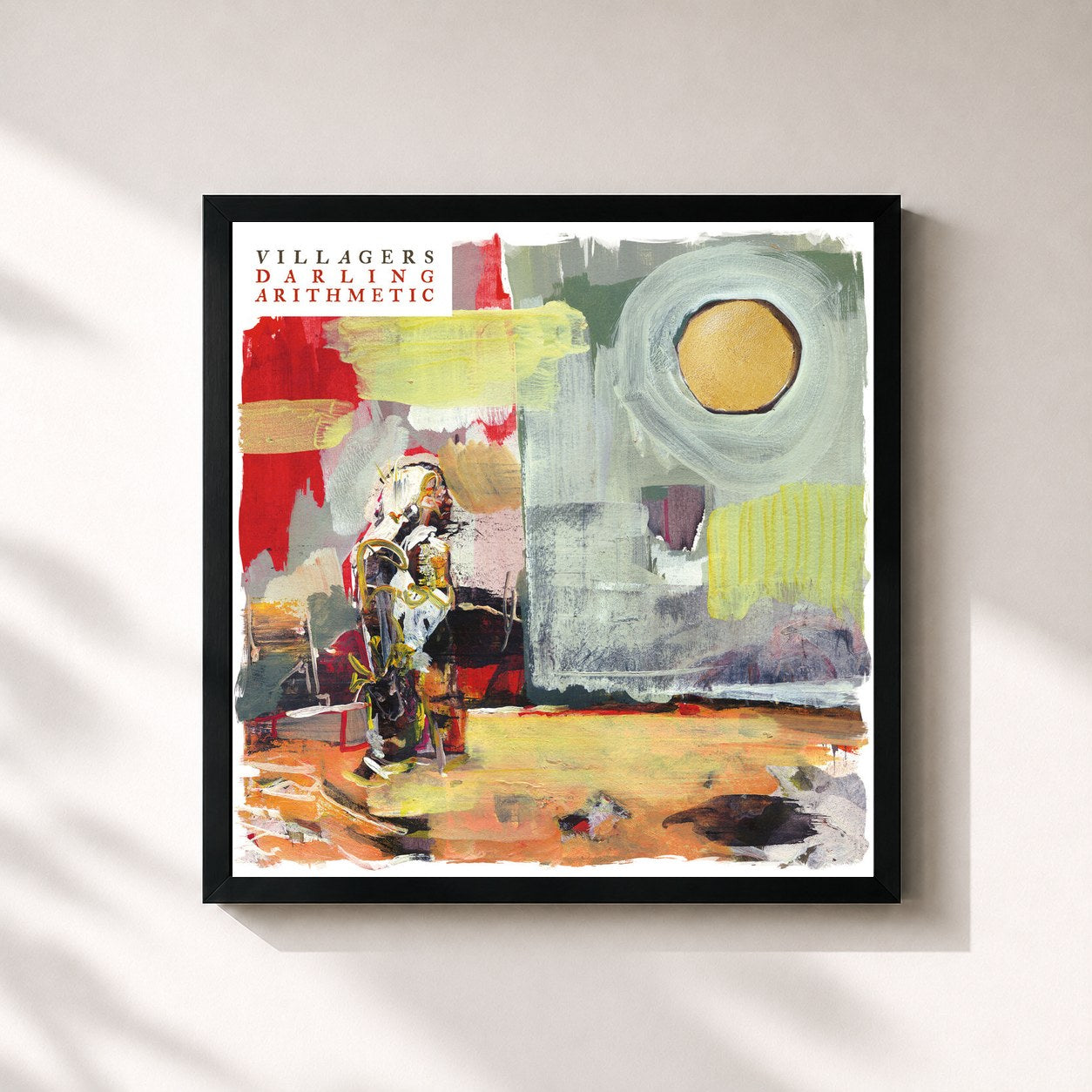 #noir Tableau carré de l'album Darling Arithmetic de Villagers, cadre noir 32x32 cm