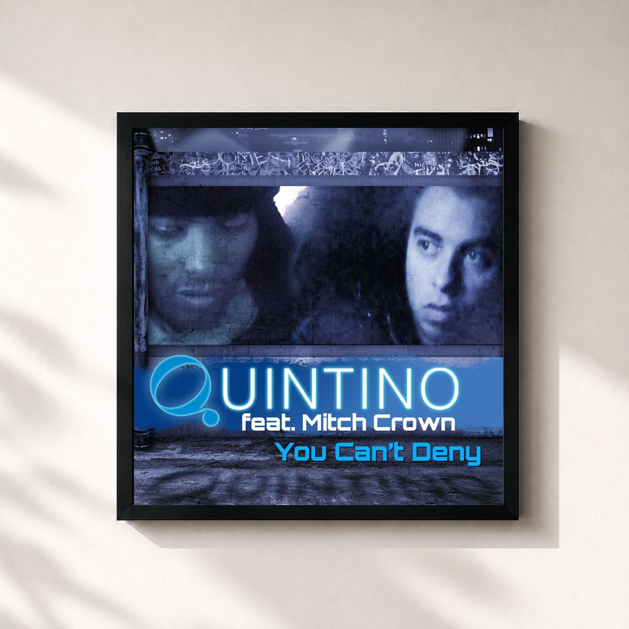 #noir Tableau carré de l'album You Can't Deny (feat. Mitch Crown) de Quintino, cadre noir 32x32 cm