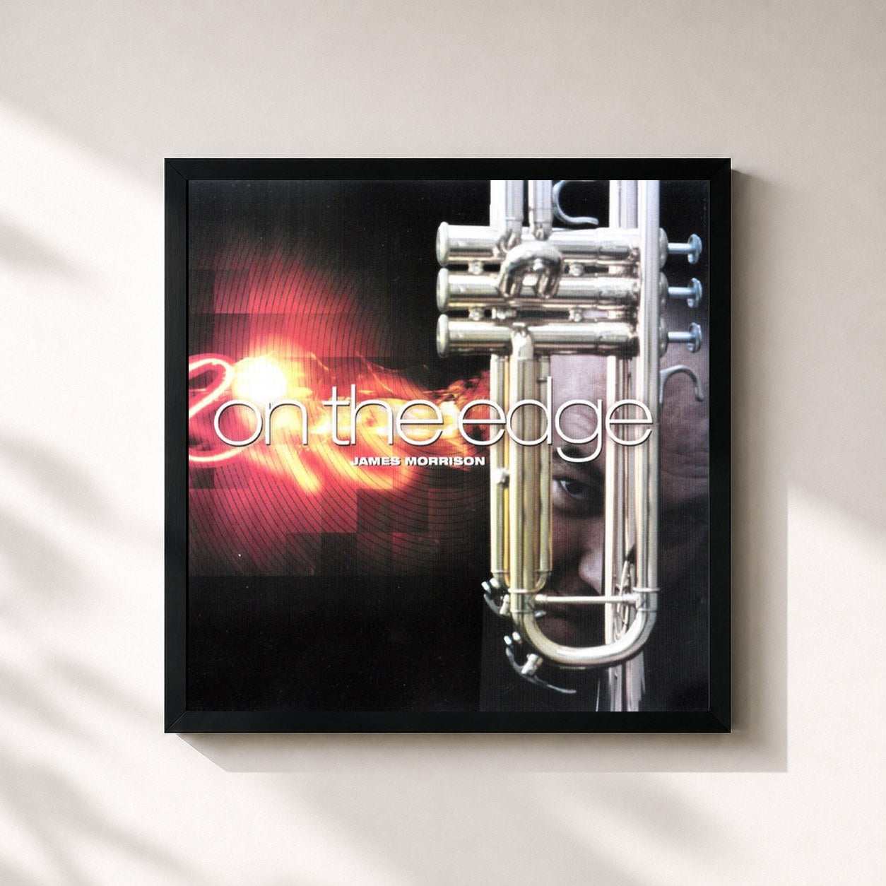 #noir Tableau carré de l'album On The Edge de James Morrison, cadre noir 32x32 cm