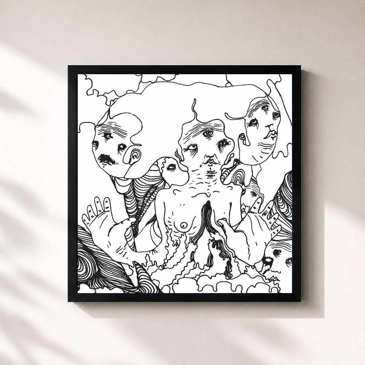 #noir Tableau carré de l'album The Majestic Majesty de Portugal. The Man, cadre noir 32x32 cm