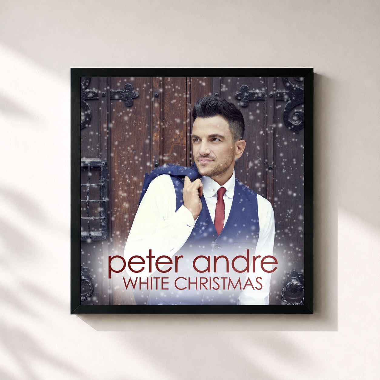 #noir Tableau carré de l'album White Christmas de Peter Andre, cadre noir 32x32 cm