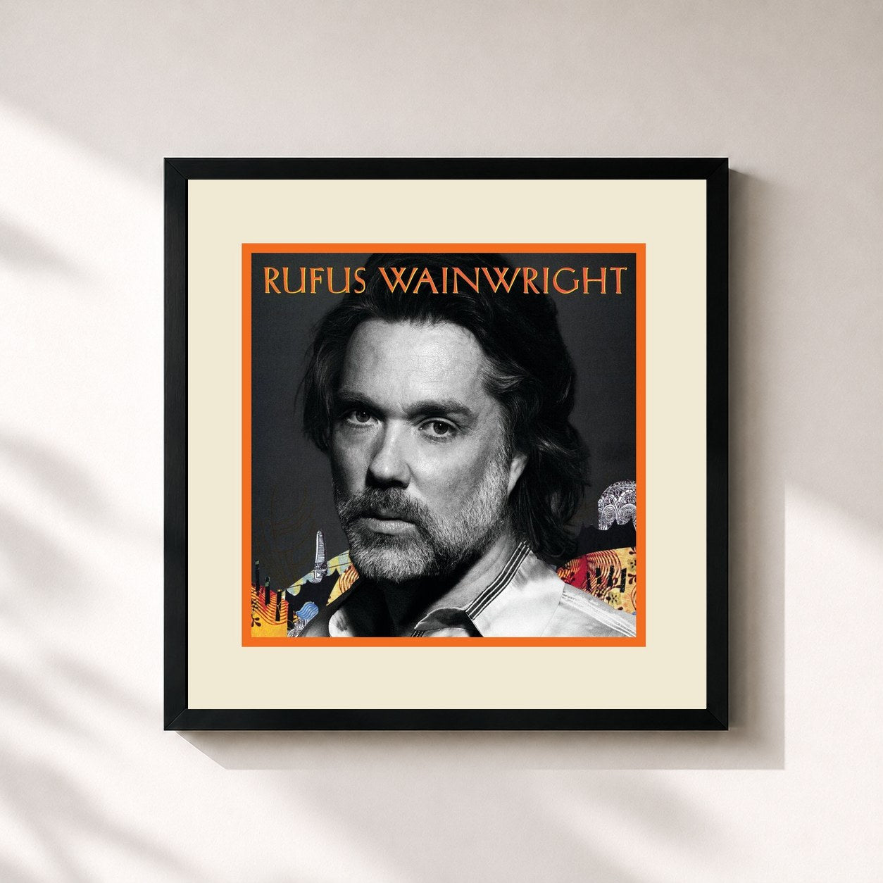 #noir Tableau carré de l'album Rufus Wainwright (25th Anniversary Edition) de Rufus Wainwright, cadre noir 32x32 cm