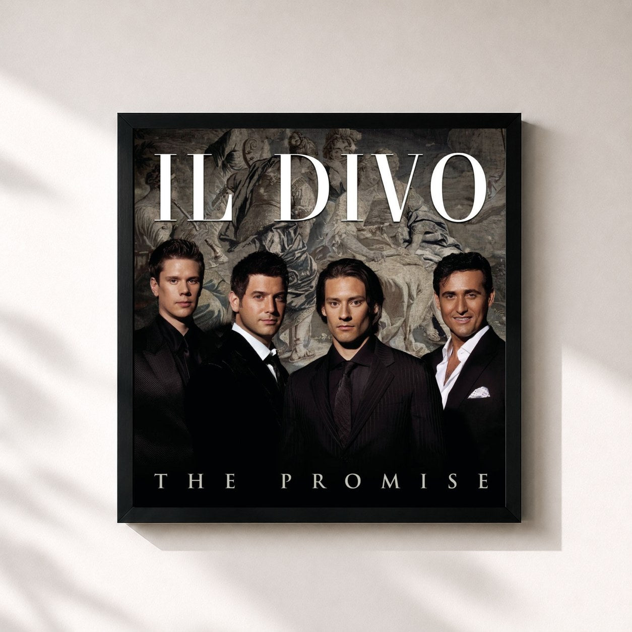 #noir Tableau carré de l'album The Promise de Il Divo, cadre noir 32x32 cm