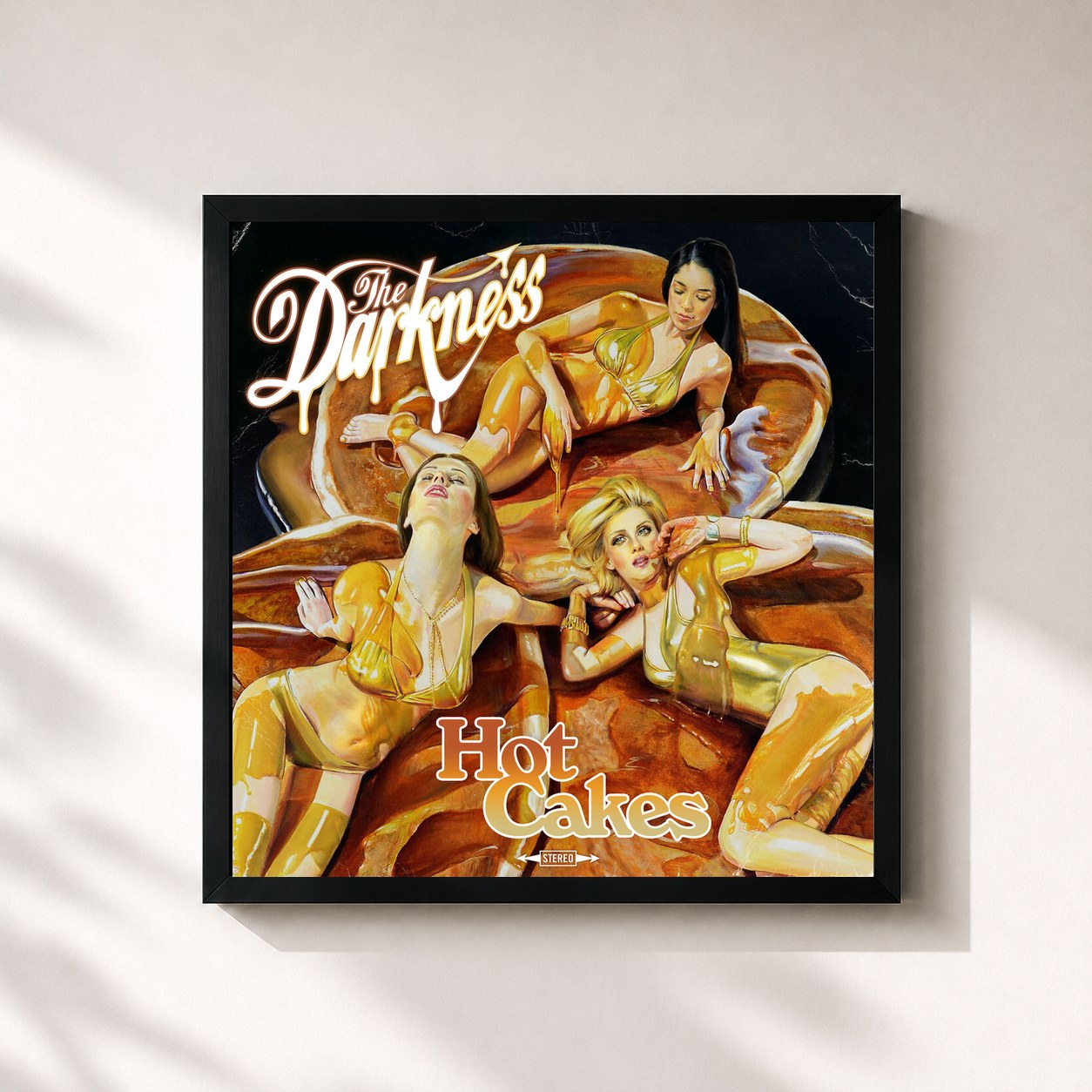#noir Tableau carré de l'album Hot Cakes de The Darkness, cadre noir 32x32 cm