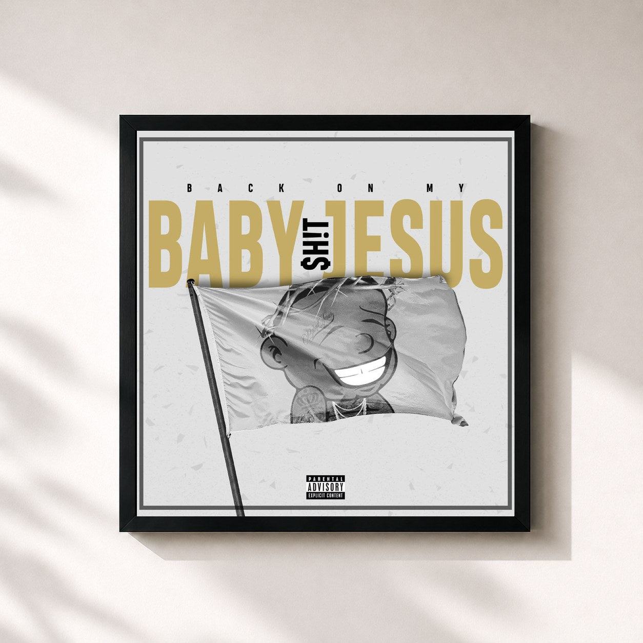 #noir Tableau carré de l'album Back On My Baby Jesus Sh!t de DaBaby, cadre noir 32x32 cm