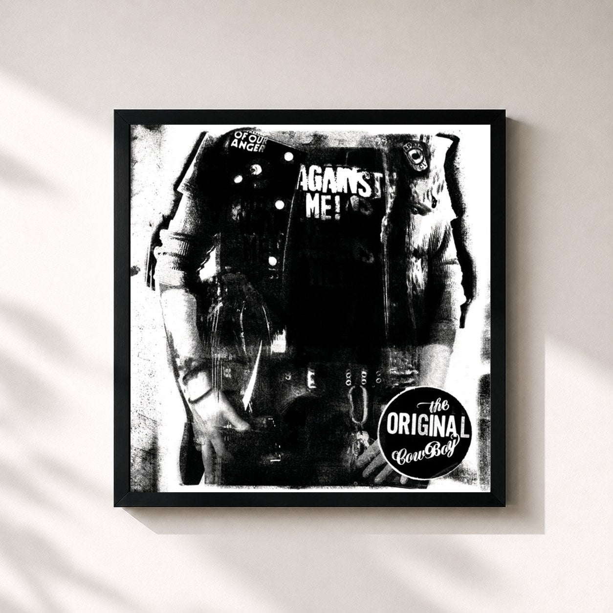 #noir Tableau carré de l'album The Original Cowboy de Against Me!, cadre noir 32x32 cm