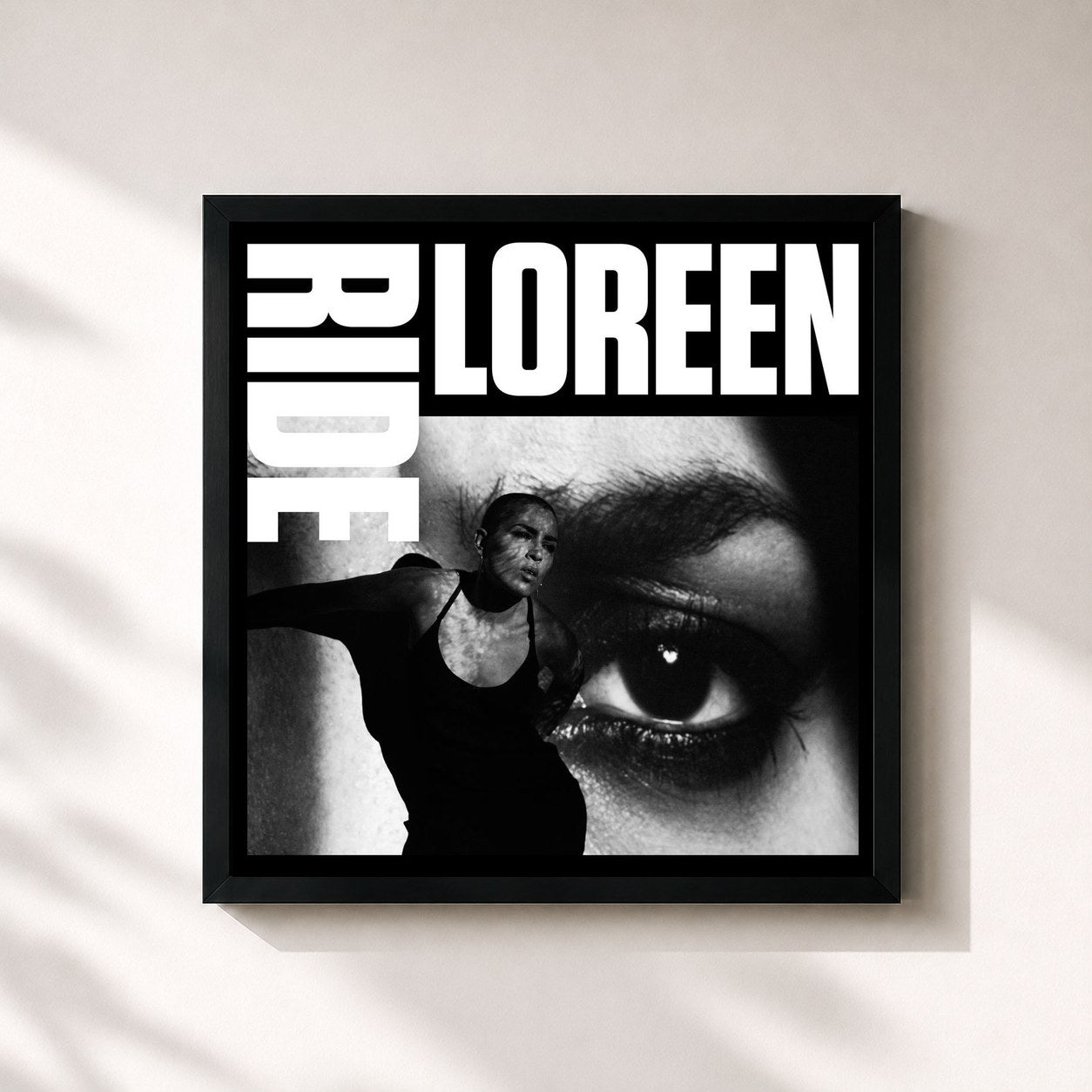 #noir Tableau carré de l'album Ride de Loreen, cadre noir 32x32 cm
