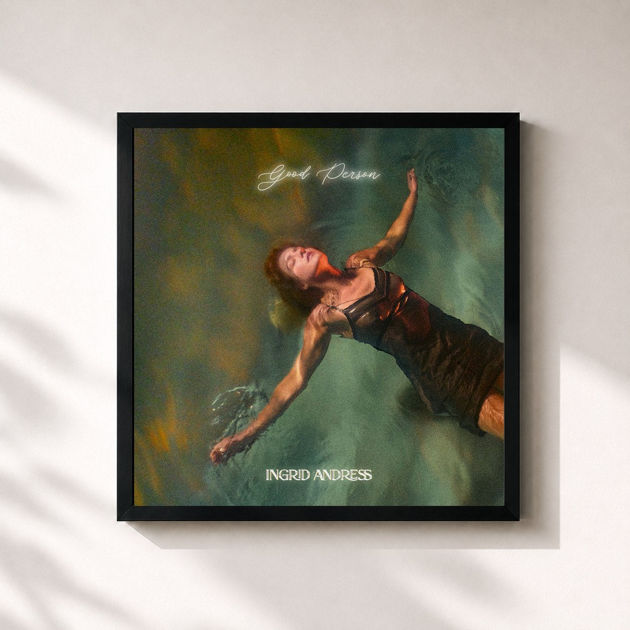 #noir Tableau carré de l'album Good Person de Ingrid Andress, cadre noir 32x32 cm