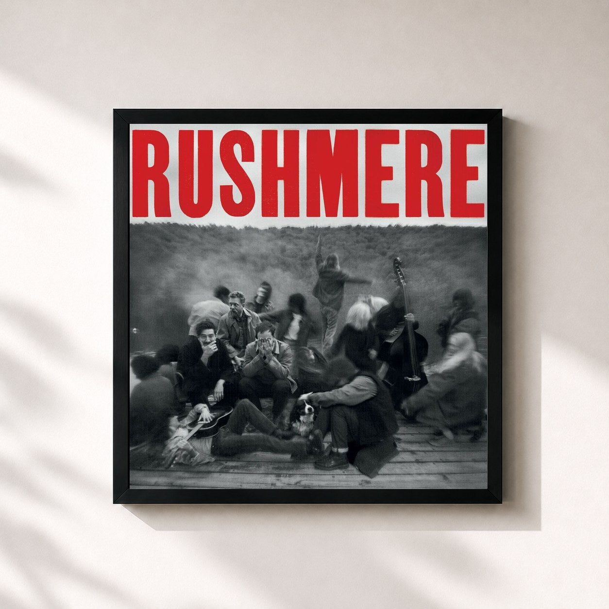 #noir Tableau carré de l'album RUSHMERE de Mumford & Sons, cadre noir 32x32 cm
