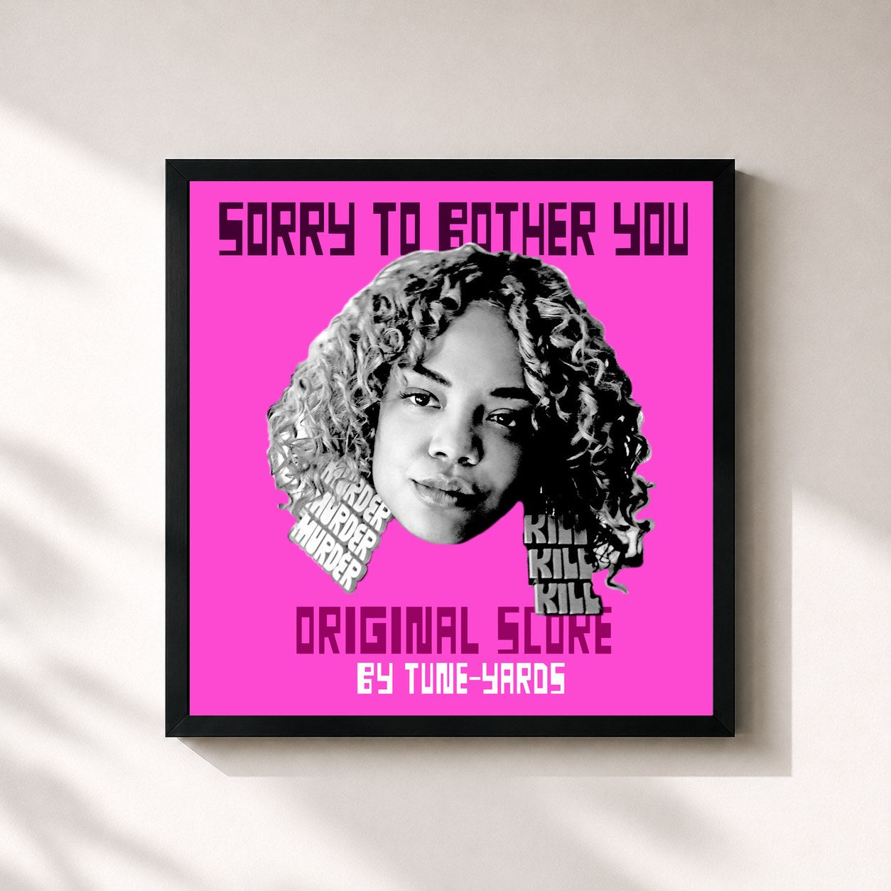 #noir Tableau carré de l'album Sorry To Bother You (Original Score) de Tune-Yards, cadre noir 32x32 cm