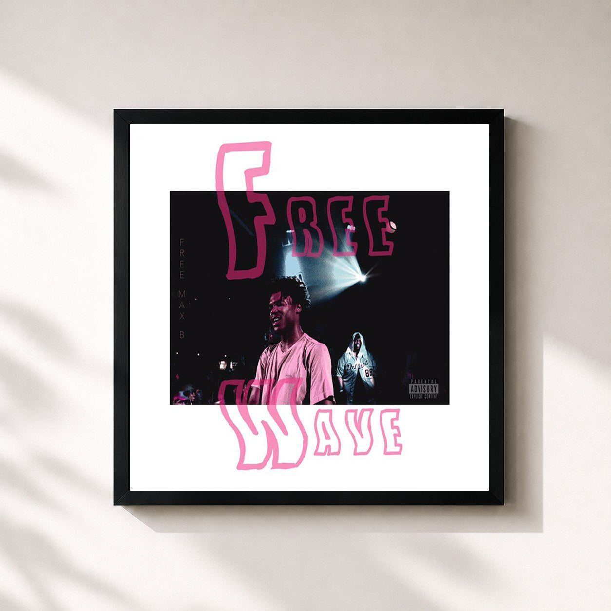#noir Tableau carré de l'album Freewave de Lucki, cadre noir 32x32 cm