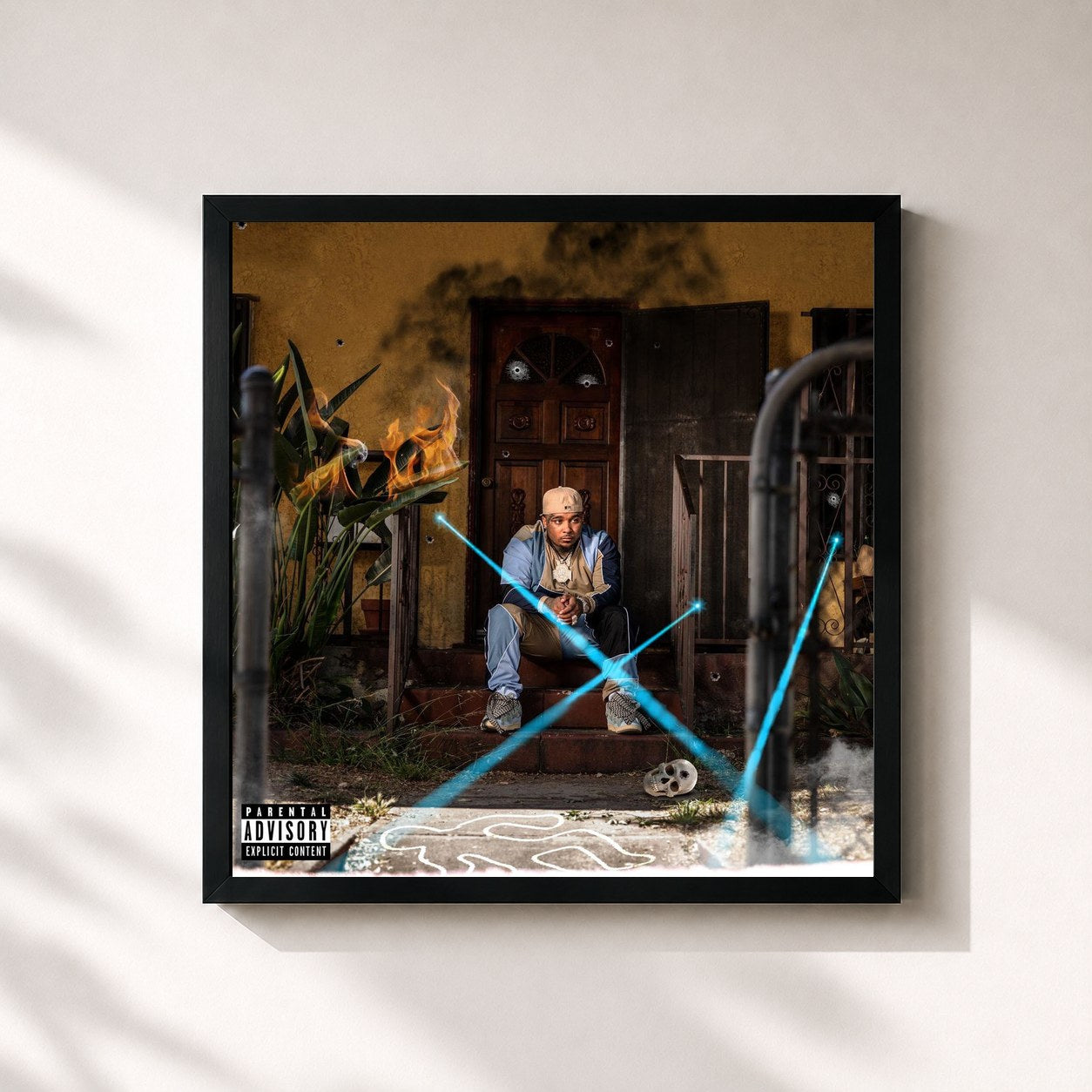 #noir Tableau carré de l'album CATCH ME IF YOU CAN de DOE BOY, cadre noir 32x32 cm