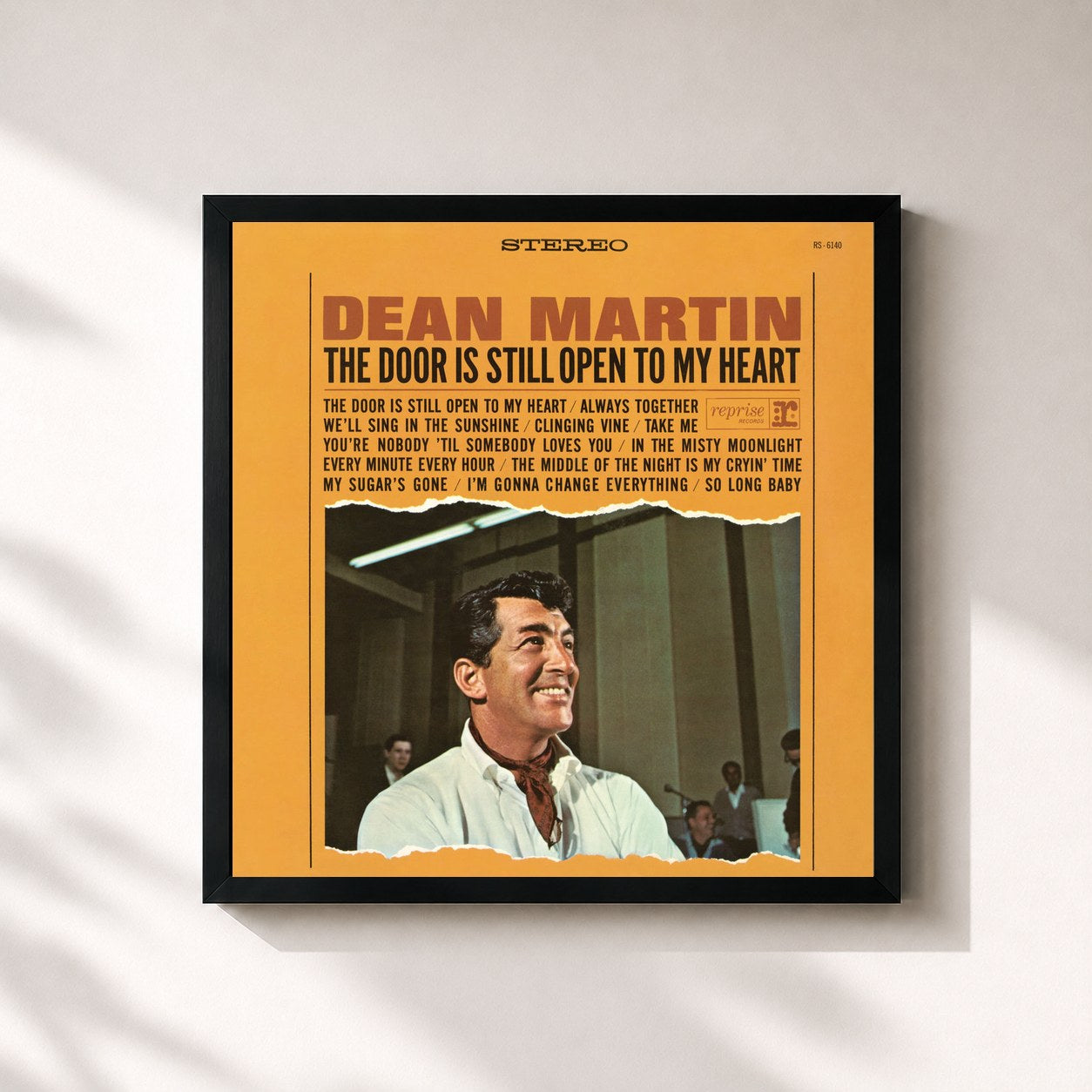 #noir Tableau carré de l'album The Door Is Still Open to My Heart de Dean Martin, cadre noir 32x32 cm
