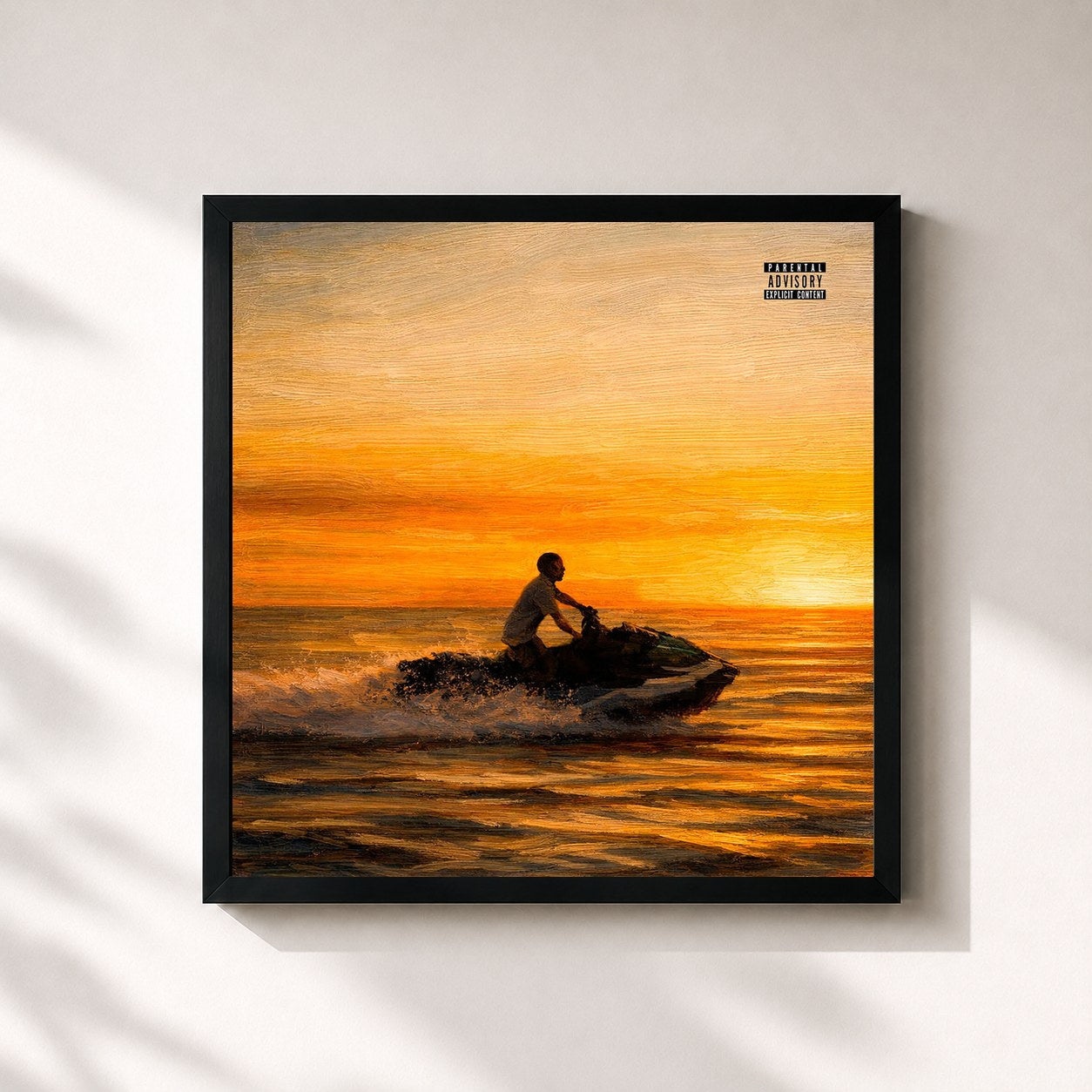 #noir Tableau carré de l'album MÚSICA EN MI JETSKI de Óscar Maydon, cadre noir 32x32 cm